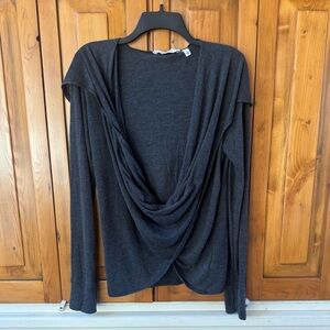 Athleta Long Sleeve Wrap Top Sz L Grey